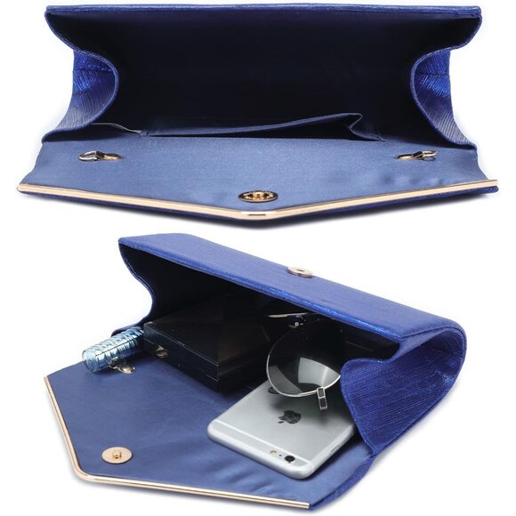 Womens Blue Ladies Sparkling Party Handbag Evening Bag Clutch Purses - Picture 7 of 7